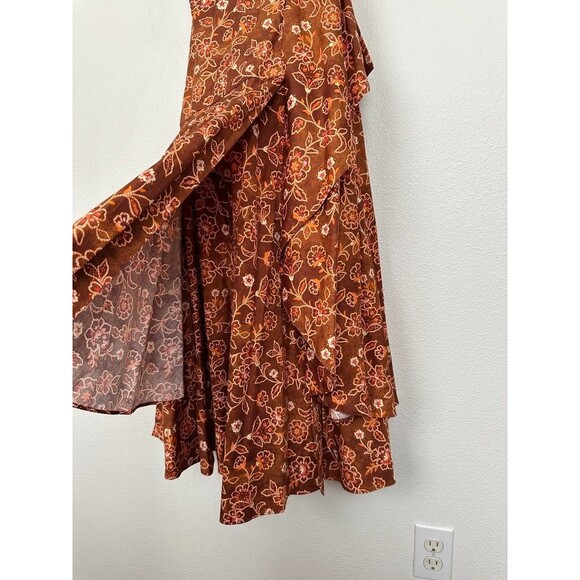 J. Crew Collection Cross Back Ruffle Midi Dress Vtg Vines Burnished Pecan 6 NEW - Picture 6 of 16